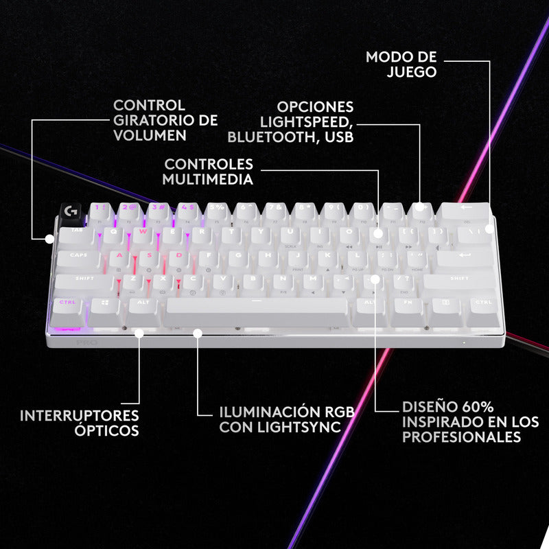 Teclado Gamer Logitech Pro X 60, Inalámbrico Lightspeed