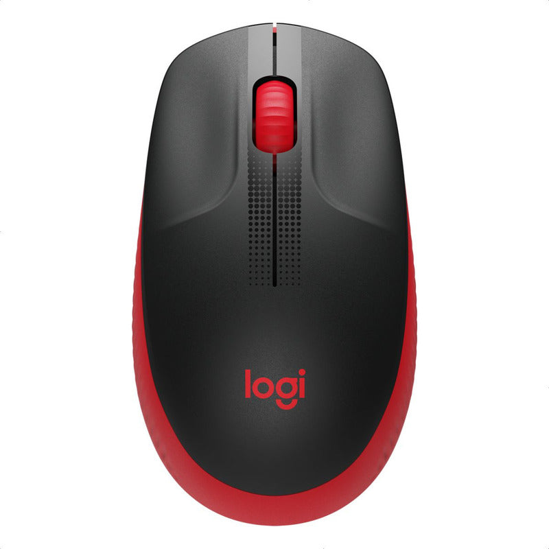 Mouse Inalámbrico Full-size Logitech M190, Negro / Rojo