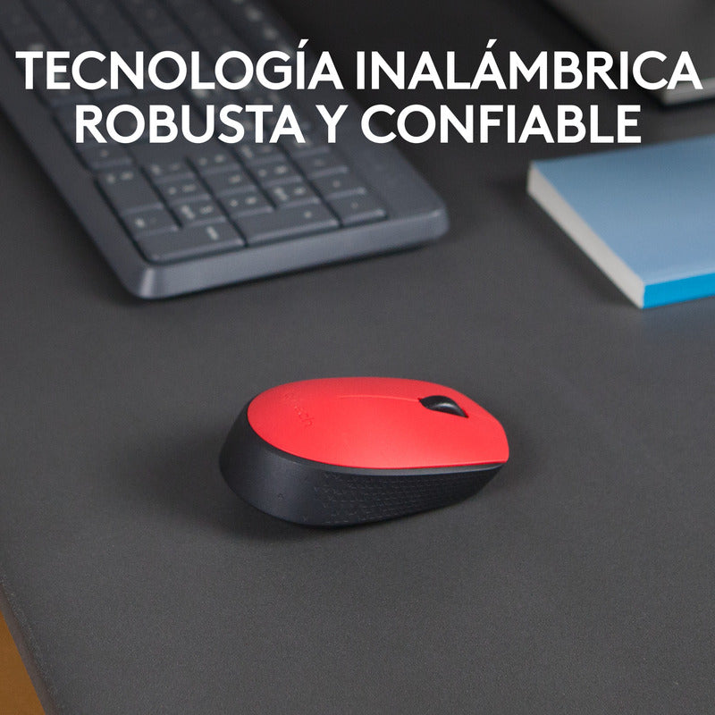 Mouse Inalámbrico Logitech M170, Cómodo Y Portátil, Rojo