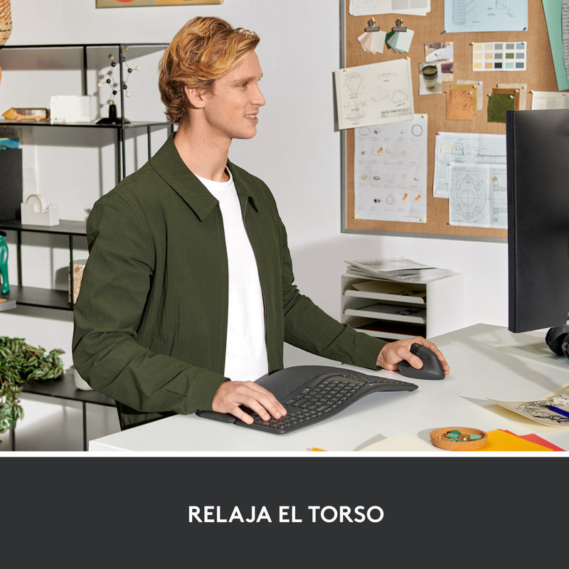 Combo Ergonómico Logitech Teclado Wave Keys + Mouse Lift Izq