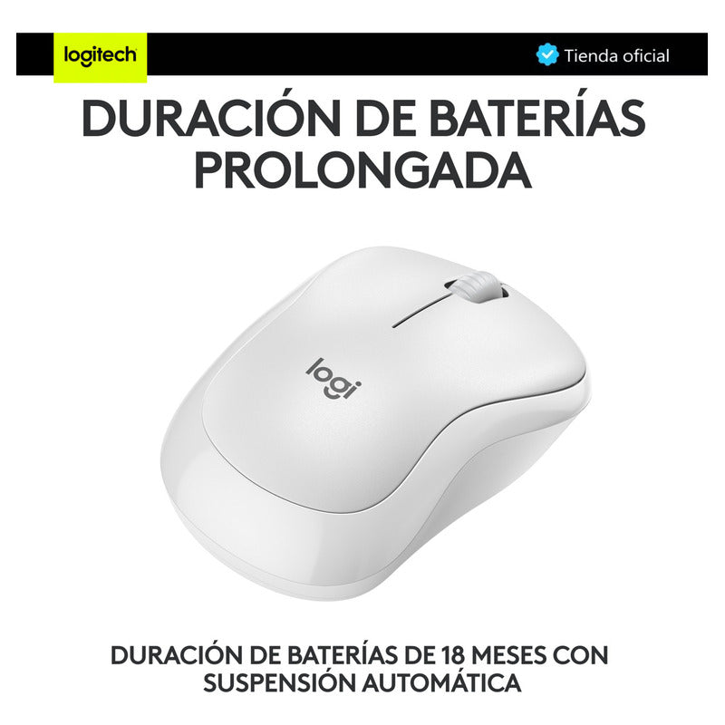 Mouse Bluetooth Logitech M240 Silent, Un 90% Silencioso, Blanco