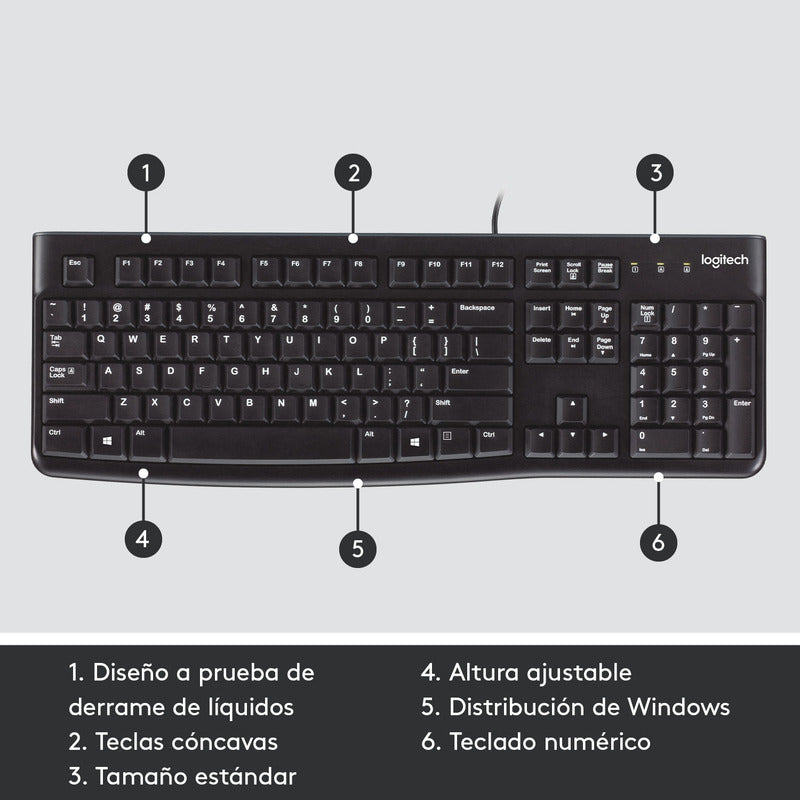 Teclado Usb Logitech K120 Desempeño Agradable Y Silencioso