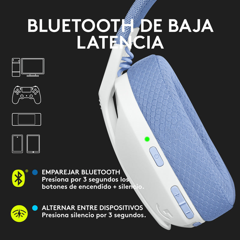 Auriculares Gamer Inalámbricos Logitech G435 LIGHTSPEED y Bluetooth, Blanco