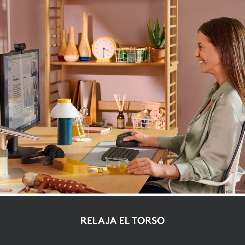 Combo Ergonómico Inalámbrico Teclado Logitech Wave Keys + Mouse Lift, Negro