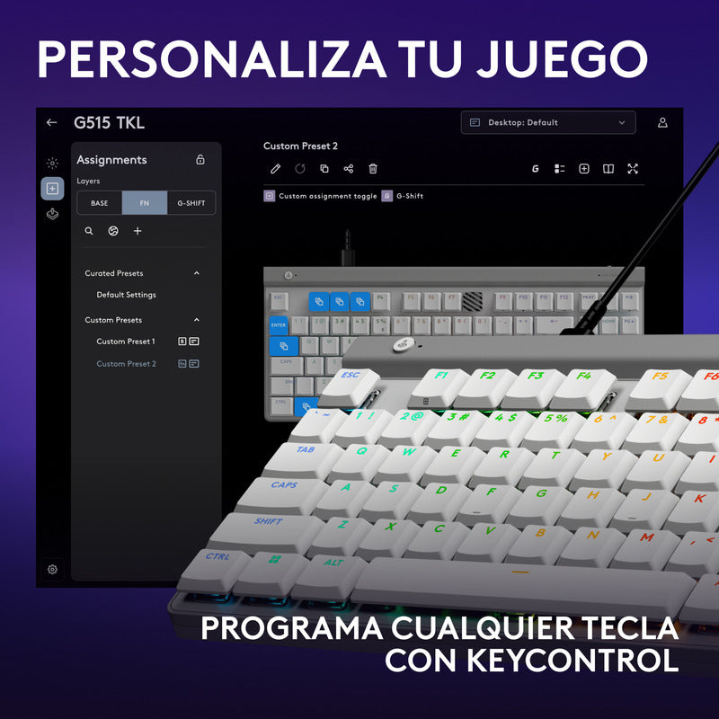 Teclado Gamer Lightsync Rgb Logitech G515 Tkl, Blanco