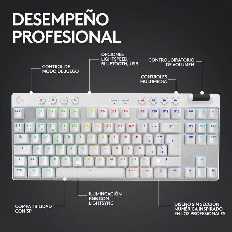Teclado Gamer Lightspeed Bluetooth Rgb Logitech G Pro X Tkl