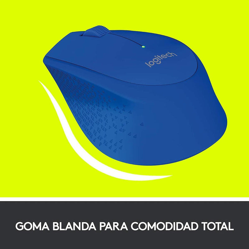Mouse Inalámbrico Logitech M280 con Cómodo Diseño Curvo, Azul