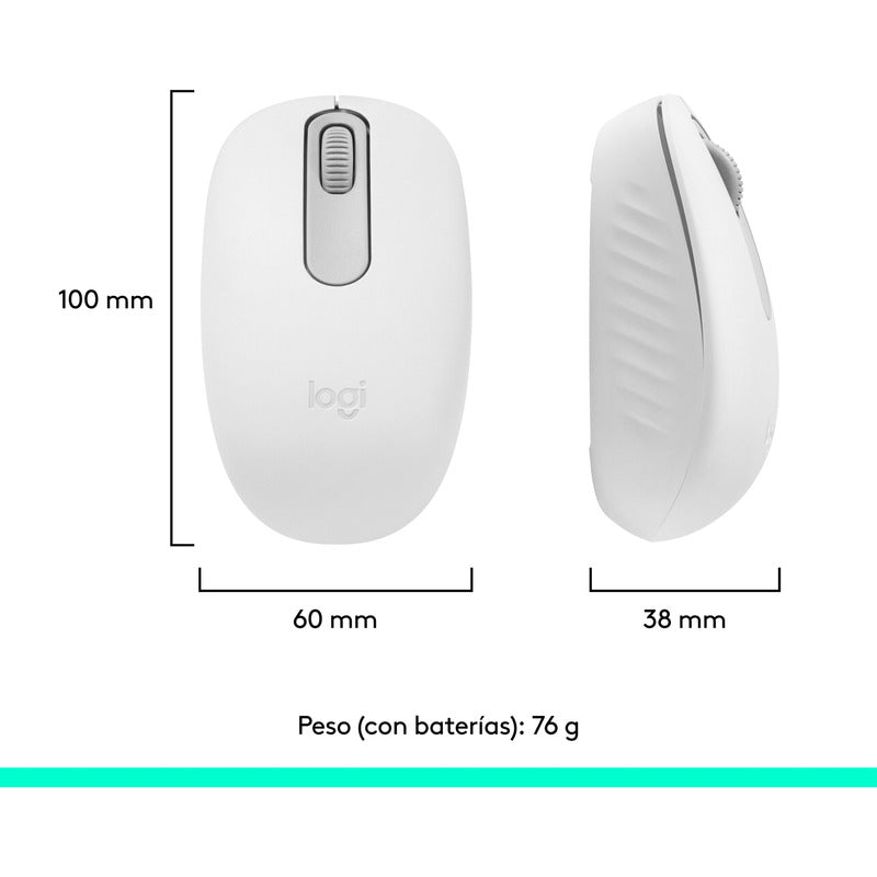 Mouse Inalámbrico Bluetooth Logitech M196, Cómodo Diseño Compacto, Blanco