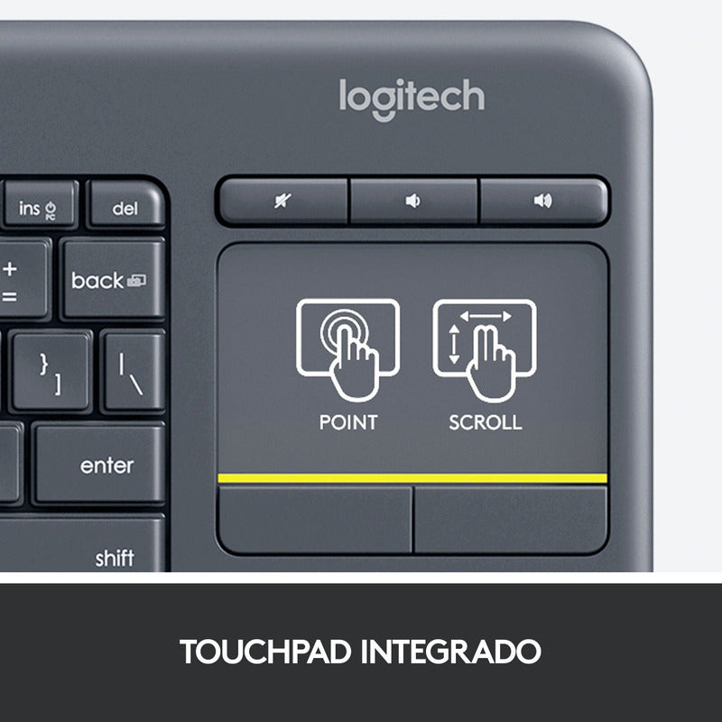 Teclado Logitech Touch K400 Plus Inalámbrico Pc Android Tv
