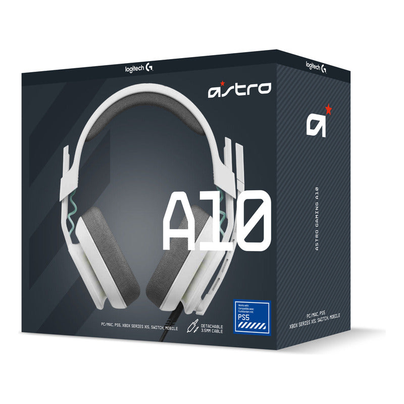 Auricular Gamer Astro A10 Gen 2, Pc/Ps5/Ps4, Xbox, Blanca