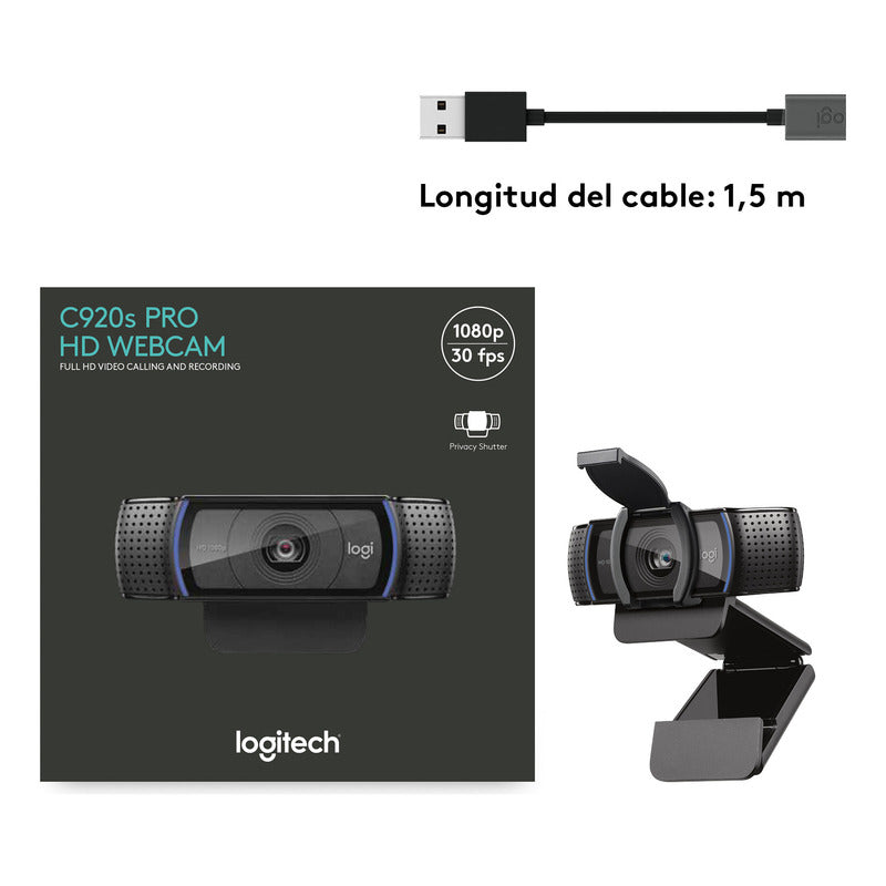 Webcam Hd / Videochats En Full Hd 1080p Logitech C920s Pro