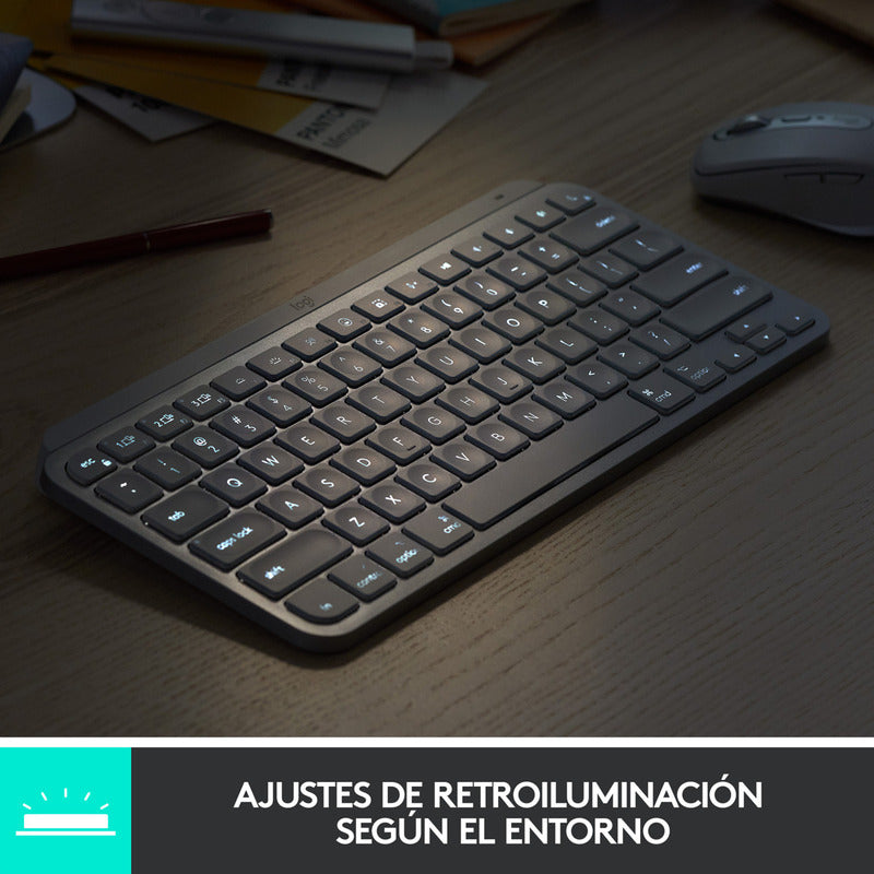 Teclado Avanzado Logitech Mx Keys Mini, Recargable, Rosado