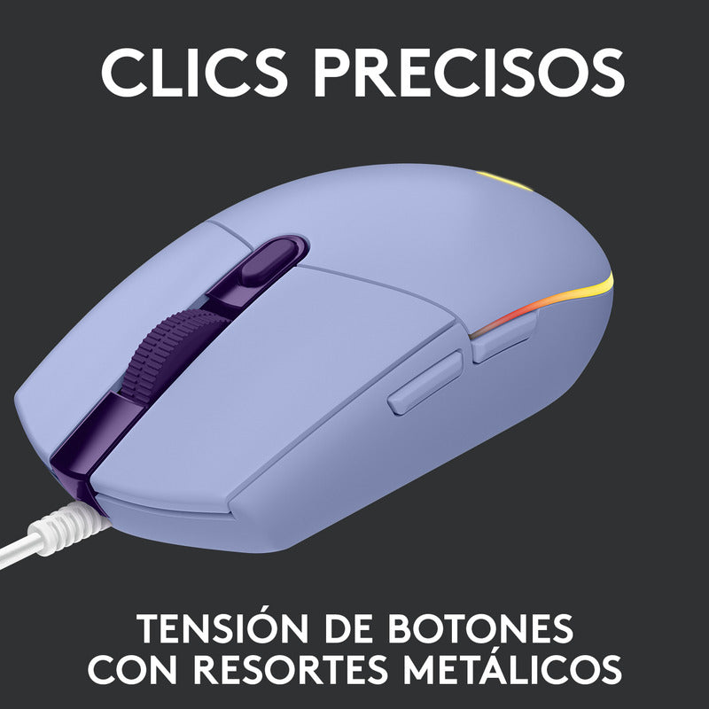 Combo Gamer Logitech Mouse G203 RGB Lila + Pad Mouse G240