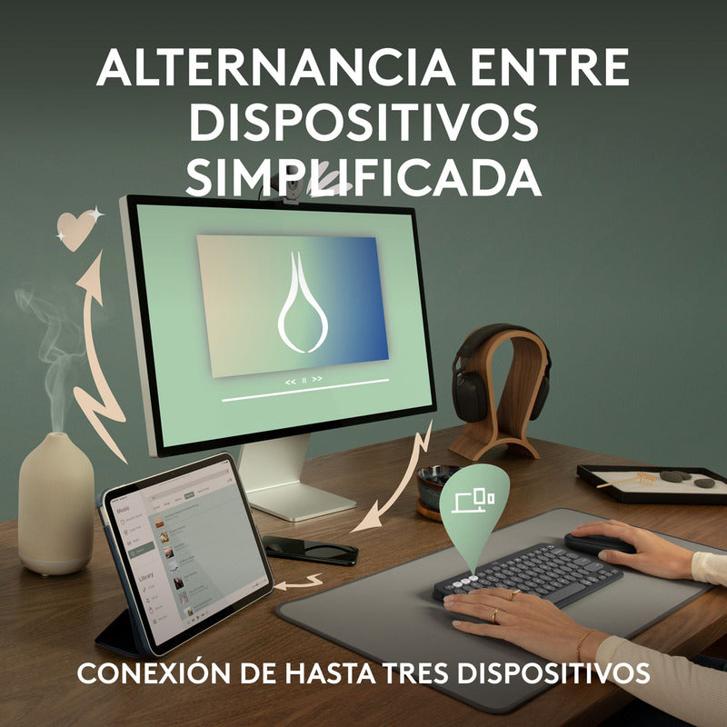 Combo Logitech Bluetooth: Teclado K380s + Mouse M196, Rosa