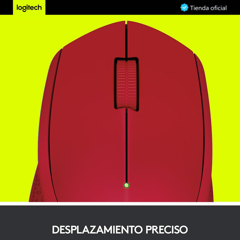 Mouse Inalámbrico Logitech M280 con Cómodo Diseño Curvo, Rojo