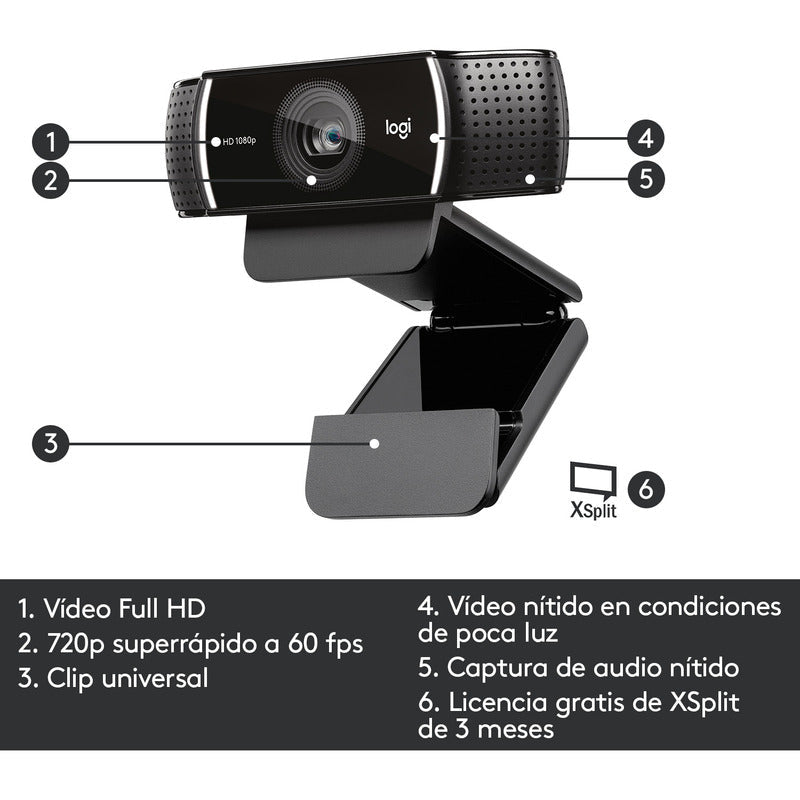 Webcam Ideal Streaming Logitech C922 Pro Stream Con Trípode