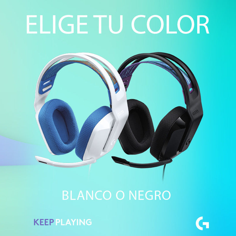Auricular Gamer Logitech G335, Pc, Ps5, Xbox / Blanco Y Azul