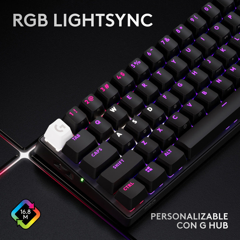Teclado Gamer Logitech Pro X 60, Inalámbrico Lightspeed
