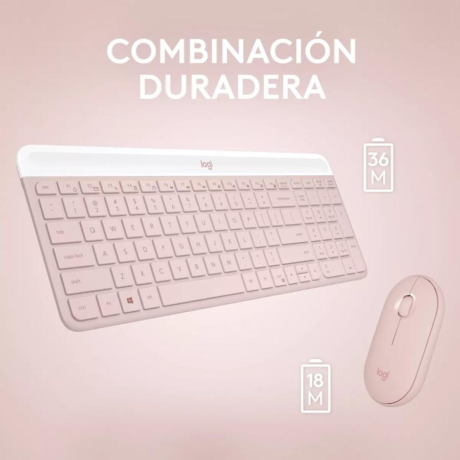Teclado y Mouse Inalambrico Slim Logitech MK470 Rosa