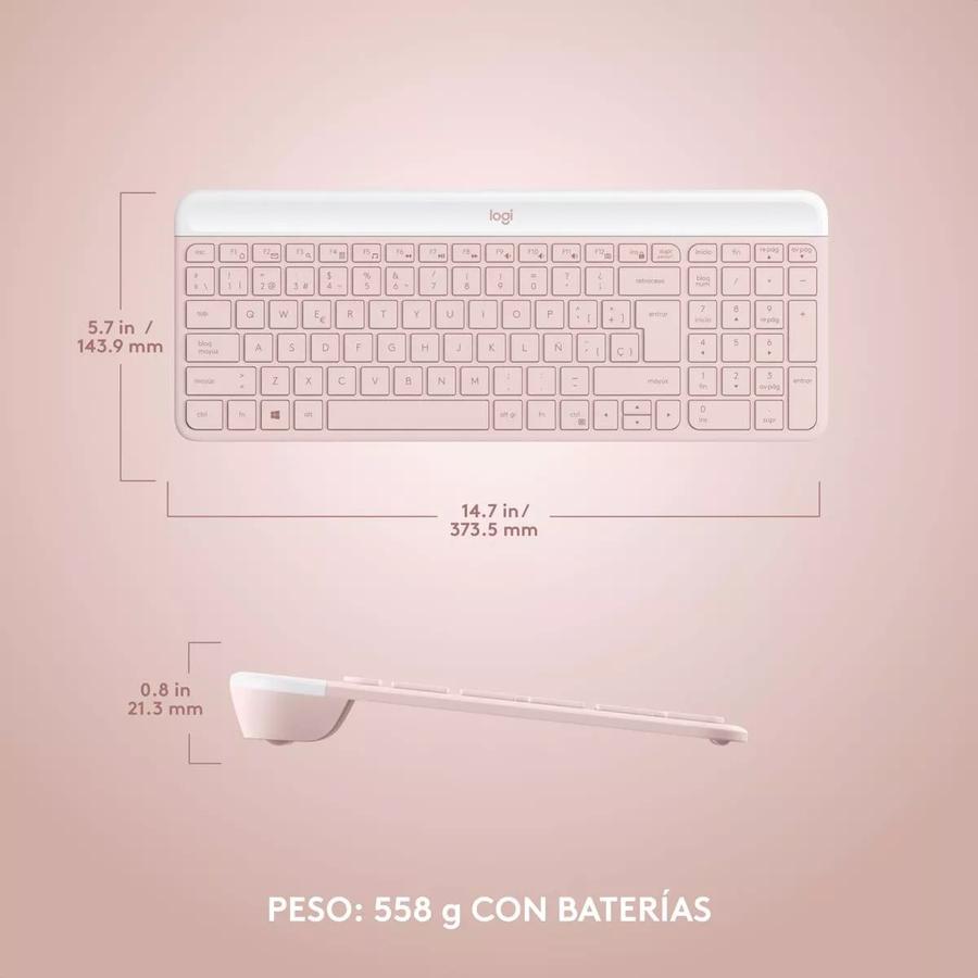 Teclado y Mouse Inalambrico Slim Logitech MK470 Rosa