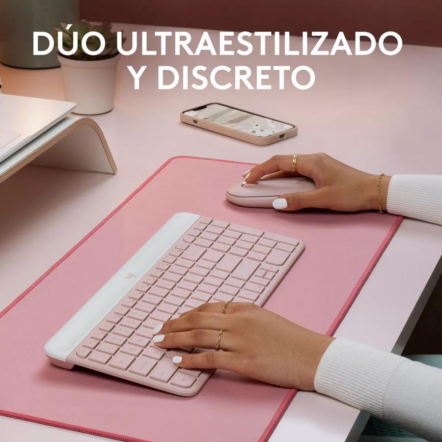 Teclado y Mouse Inalambrico Slim Logitech MK470 Rosa