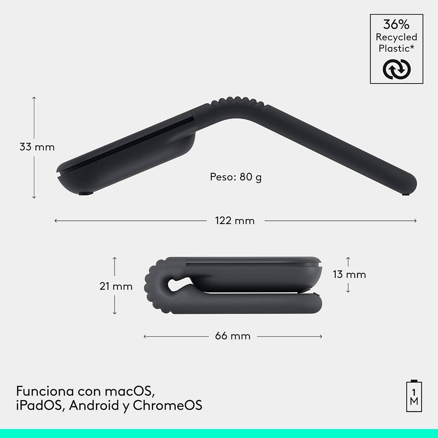 Mouse inalámbrico ultraportátil Mobi Fold