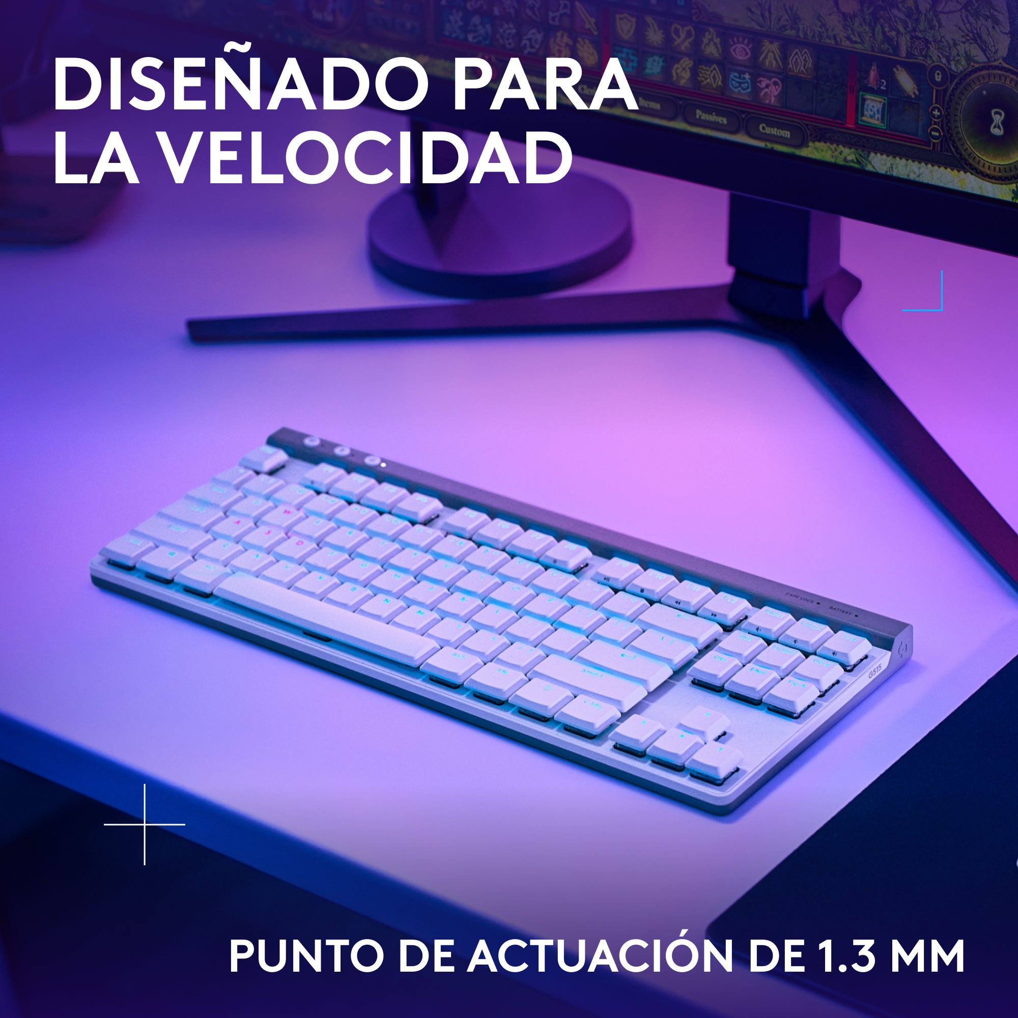 Teclado inalámbrico Logitech G515 LIGHTSPEED TKL para juegos Blanco