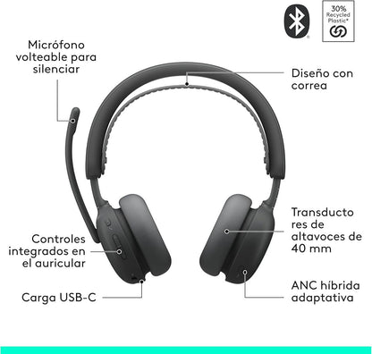 Audífonos Inalámbricos Logitech Zone Wireless 2 ES con micrófono