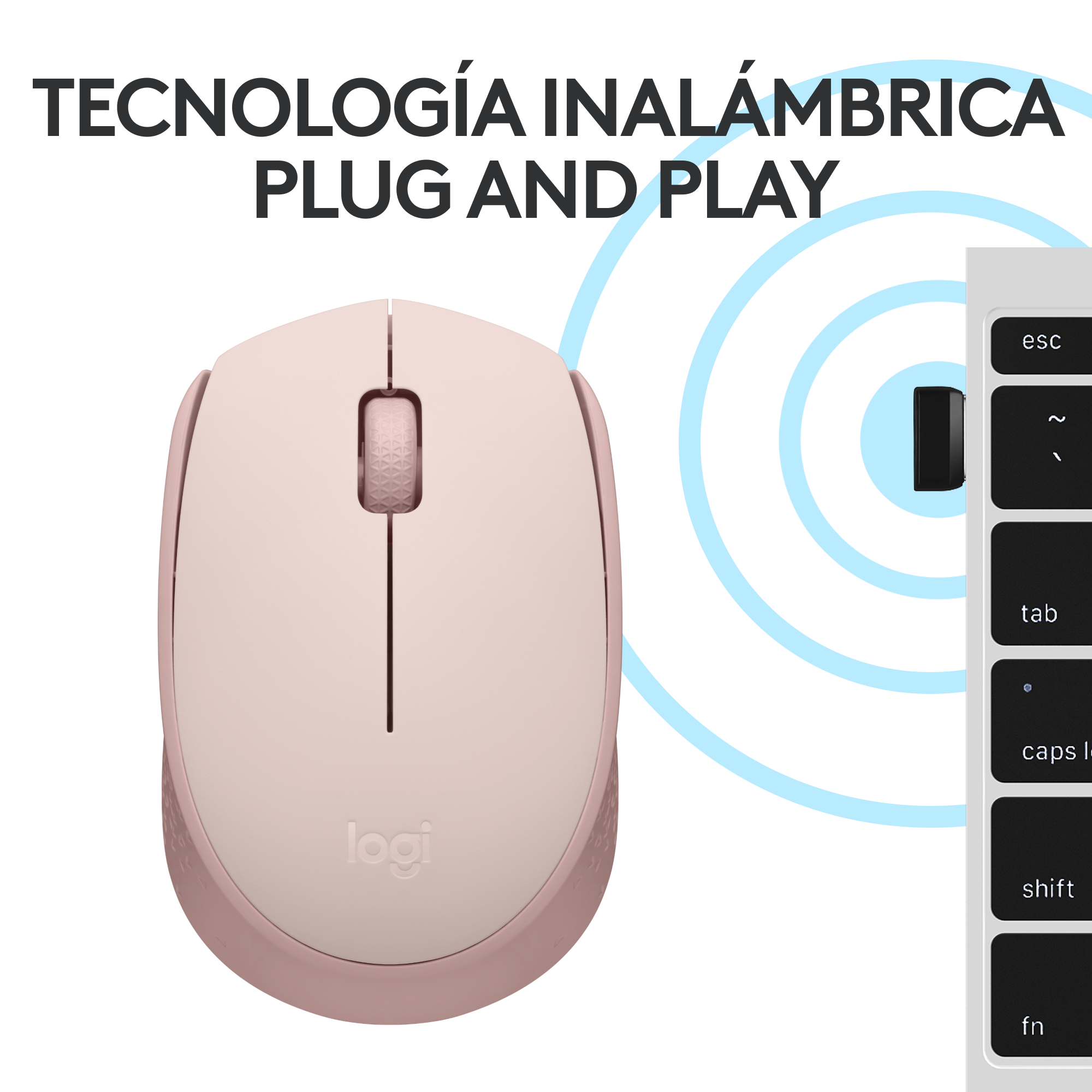 Mouse Inalámbrico Logitech M170, Cómodo Y Portátil Rosa