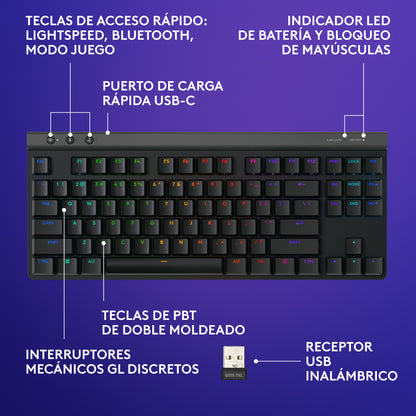 Teclado inalámbrico Logitech G515 LIGHTSPEED TKL para juegos Negro