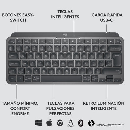 Combo Logitech Teclado Mx Keys Mini + Mouse Mx Anywhere 3s Negro