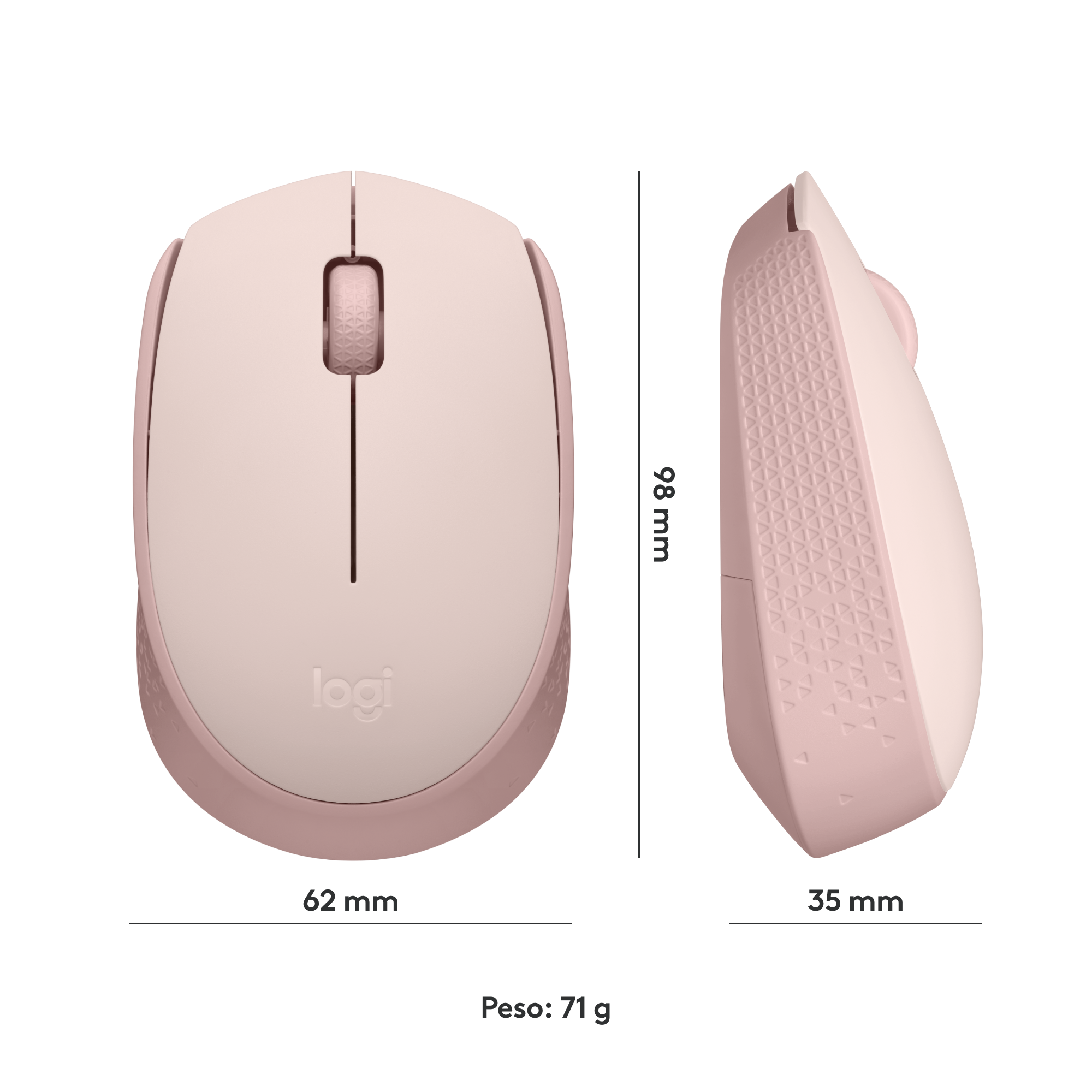 Mouse Inalámbrico Logitech M170, Cómodo Y Portátil Rosa