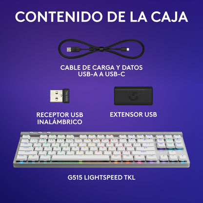 Teclado inalámbrico Logitech G515 LIGHTSPEED TKL para juegos Blanco