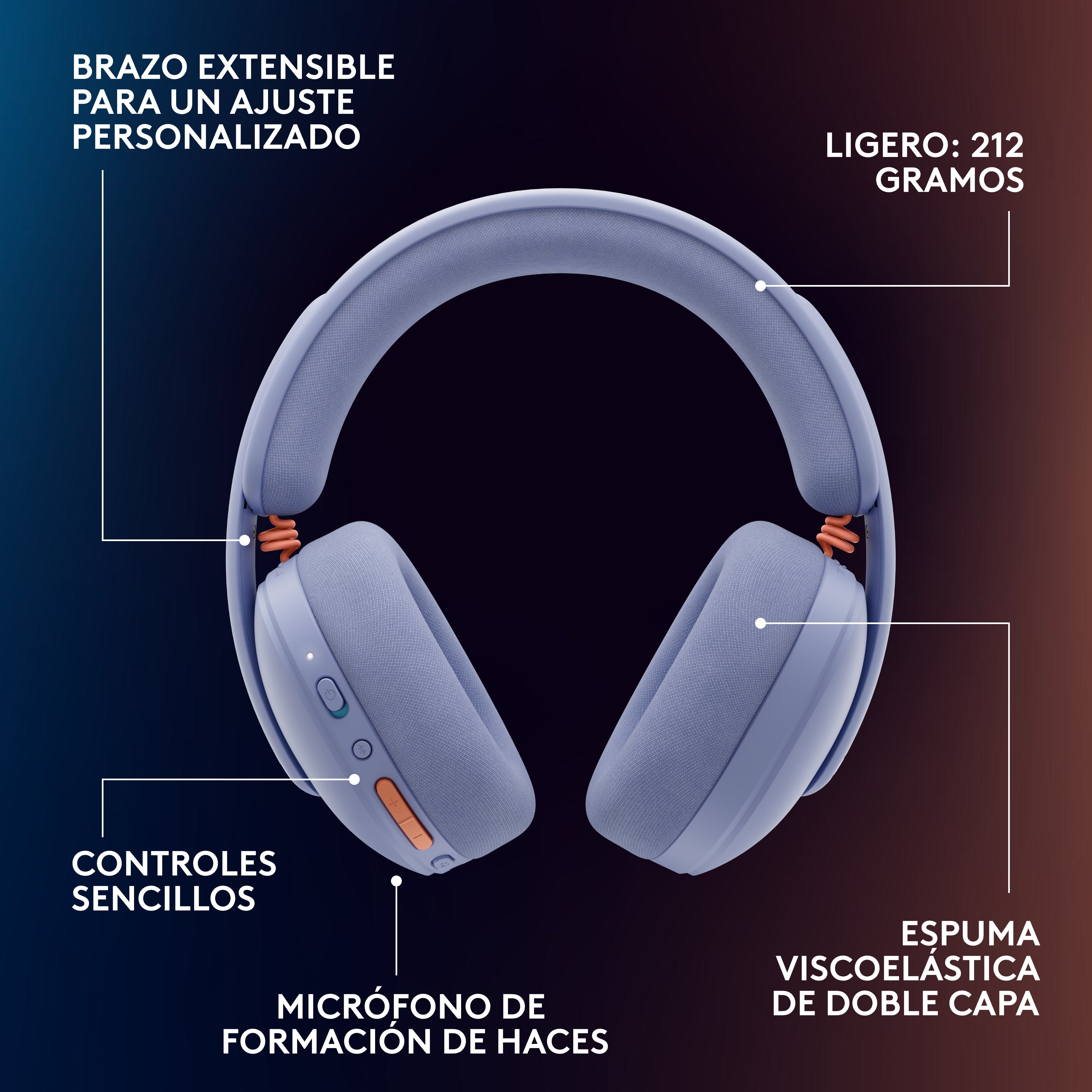 AudÍfonos con micrófono inalámbricos G325 LIGHTSPEED para juegos Lila