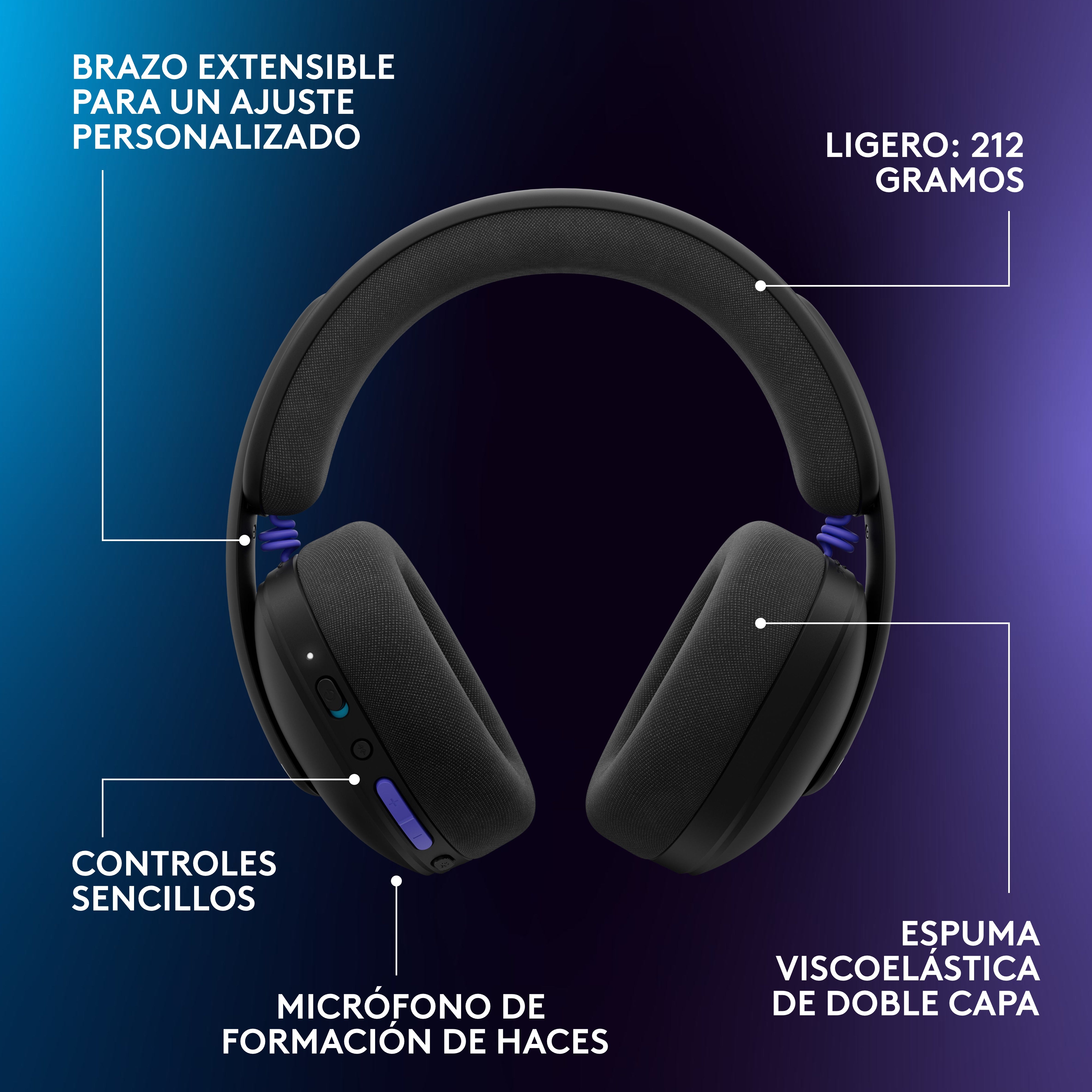 AudÍfonos con micrófono inalámbricos G325 LIGHTSPEED para juegos Negro