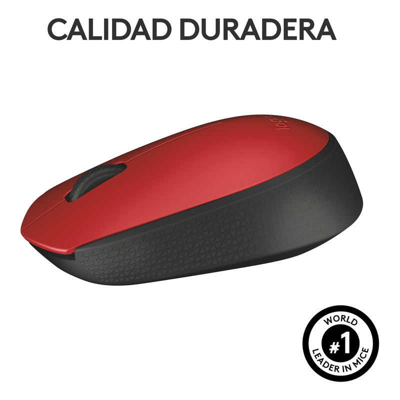 Mouse Inalámbrico Logitech M170, Cómodo Y Portátil, Rojo