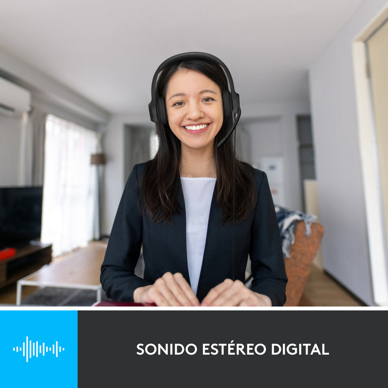 Combo Cámara Web Logitech Brio 300 + Auricular H390 Usb Negro