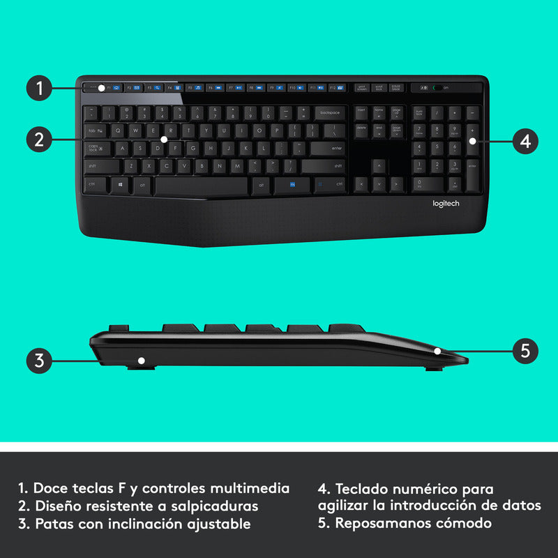 Teclado Multimedia Y Mous Inalámbrico Logitech Mk345