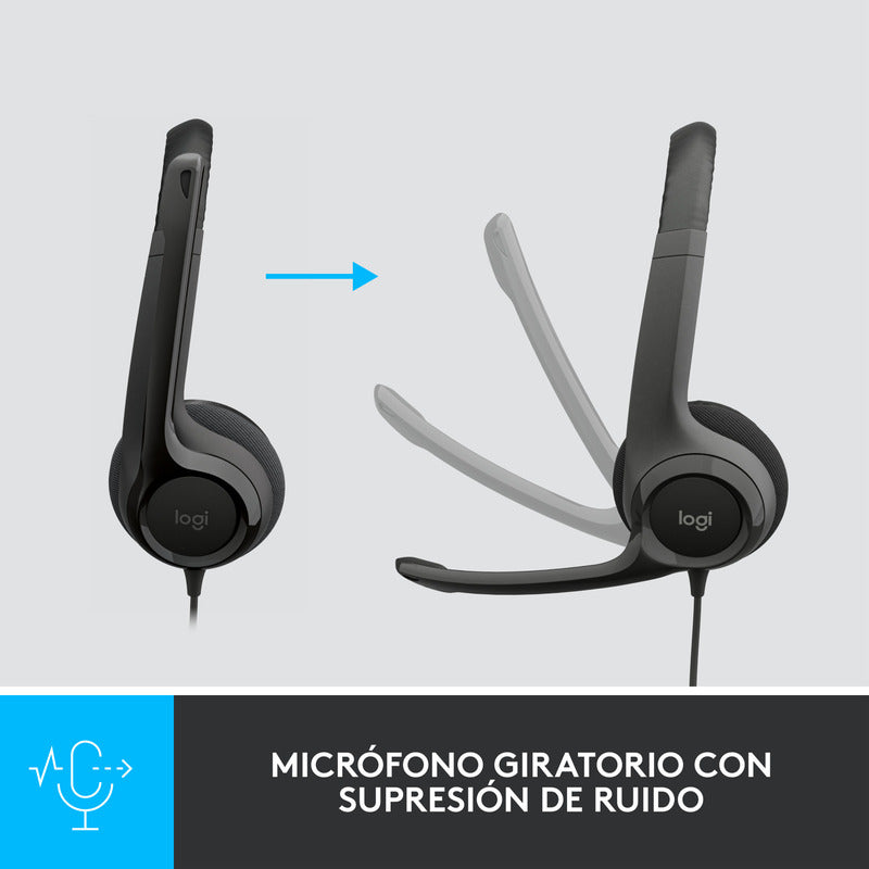 Auriculares Usb Logitech H390, Mic Sin Ruido Y Controles Cable