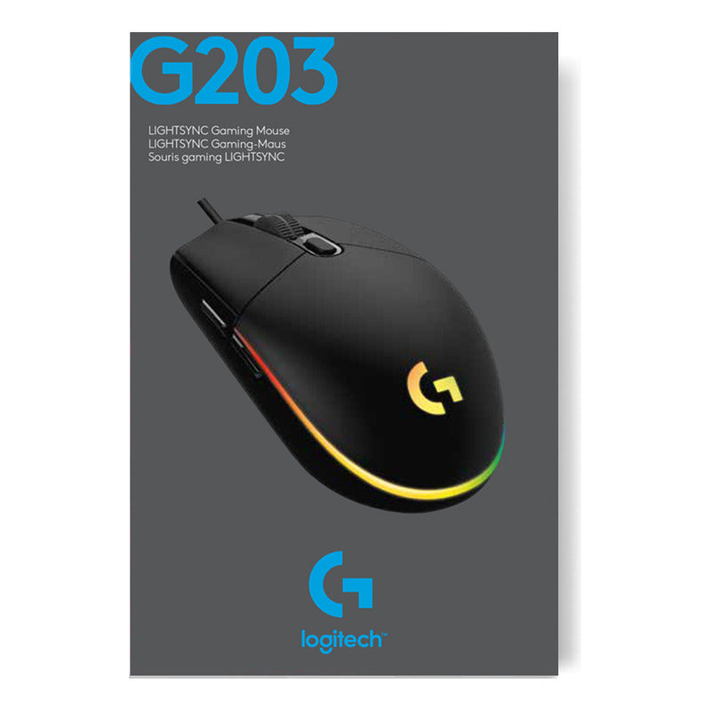 Mouse Gamer Logitech G203 RGB LIGHTSYNC, 6 Botones 8.000 DPI, Negro