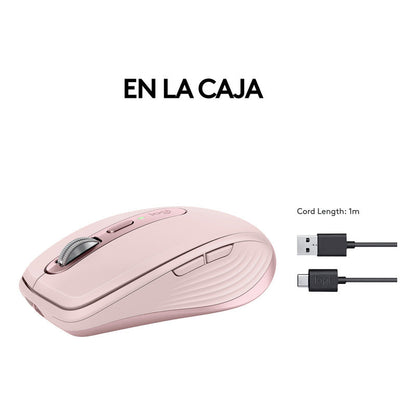 Mouse Logitech Mx Anywhere 3s, Compacto Avanzado Rosado