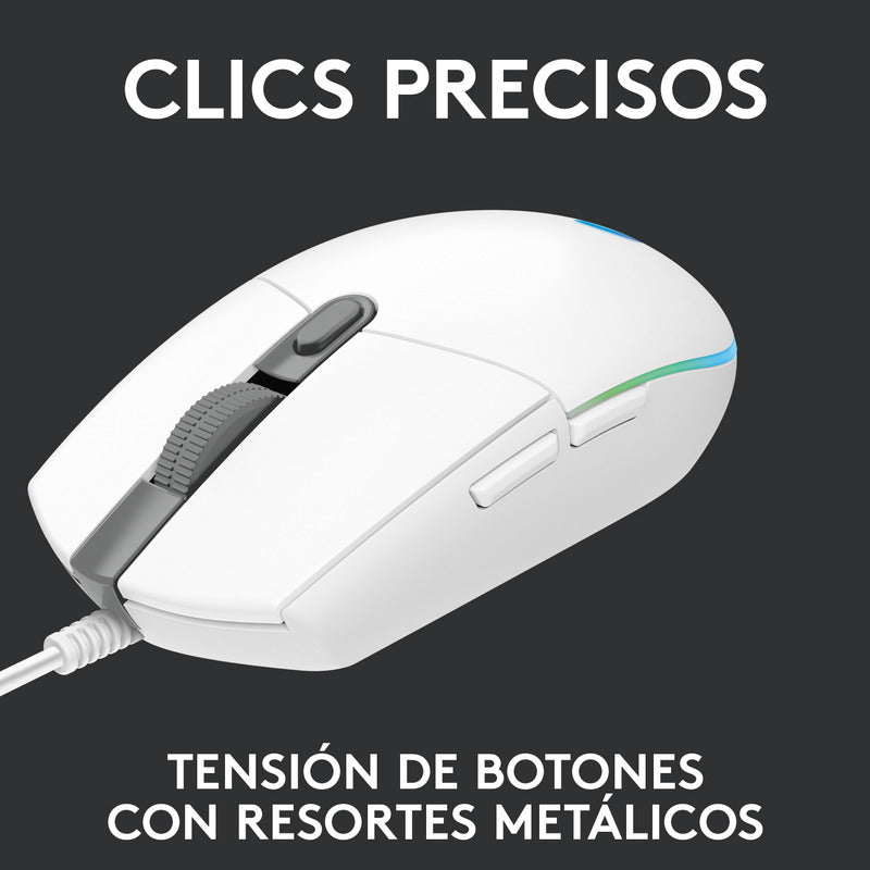 Combo Gamer Logitech Mouse G203 RGB Blanco + Pad Mouse G240