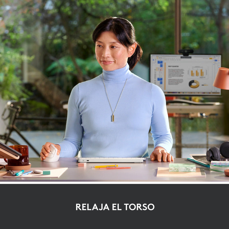 Mouse Ergonómico Logitech Lift Vertical Avanzado, Blanco