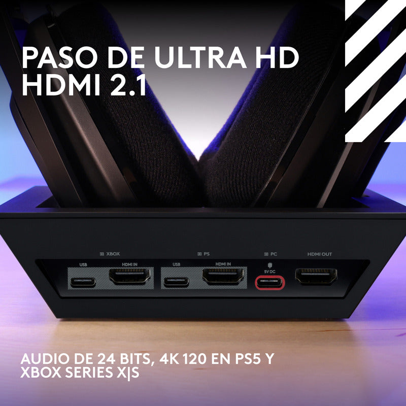 Auricular Gamer Inalámbrica + Base Logitech Astro A50 X LIGHTSPEED, Black