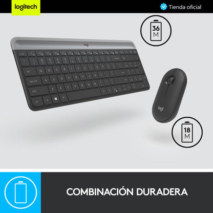 Combo Inalámbrico Slim Logitech MK470 + Pad Mouse Studio Series