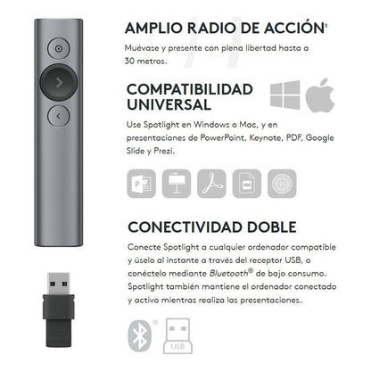 Presentador Remoto Avanzado Diapositivas Logitech Spotlight