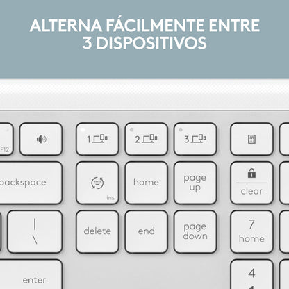 Combo Profesional Teclado Logitech K950 + Mouse M650, Blanco