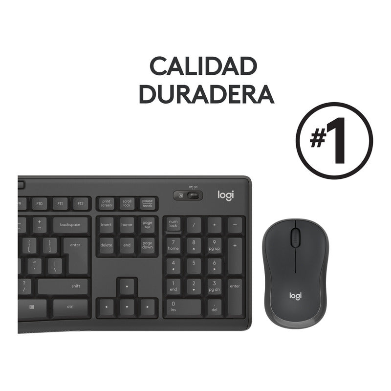Combo Teclado y Mouse Inalámbrico Silencioso Logitech MK295 Silent