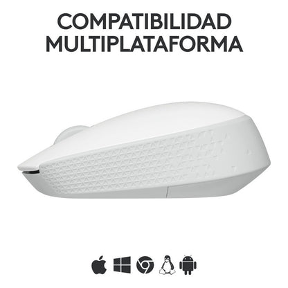 Mouse Inalámbrico Logitech M170, Cómodo Y Portátil, Blanco