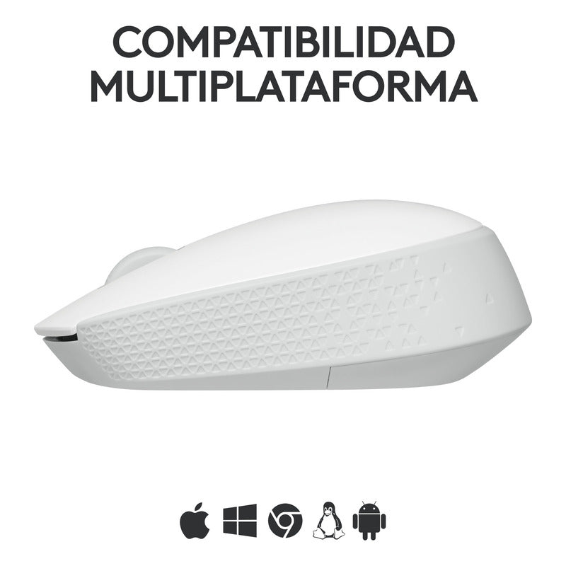Mouse Inalámbrico Logitech M170, Cómodo Y Portátil, Blanco